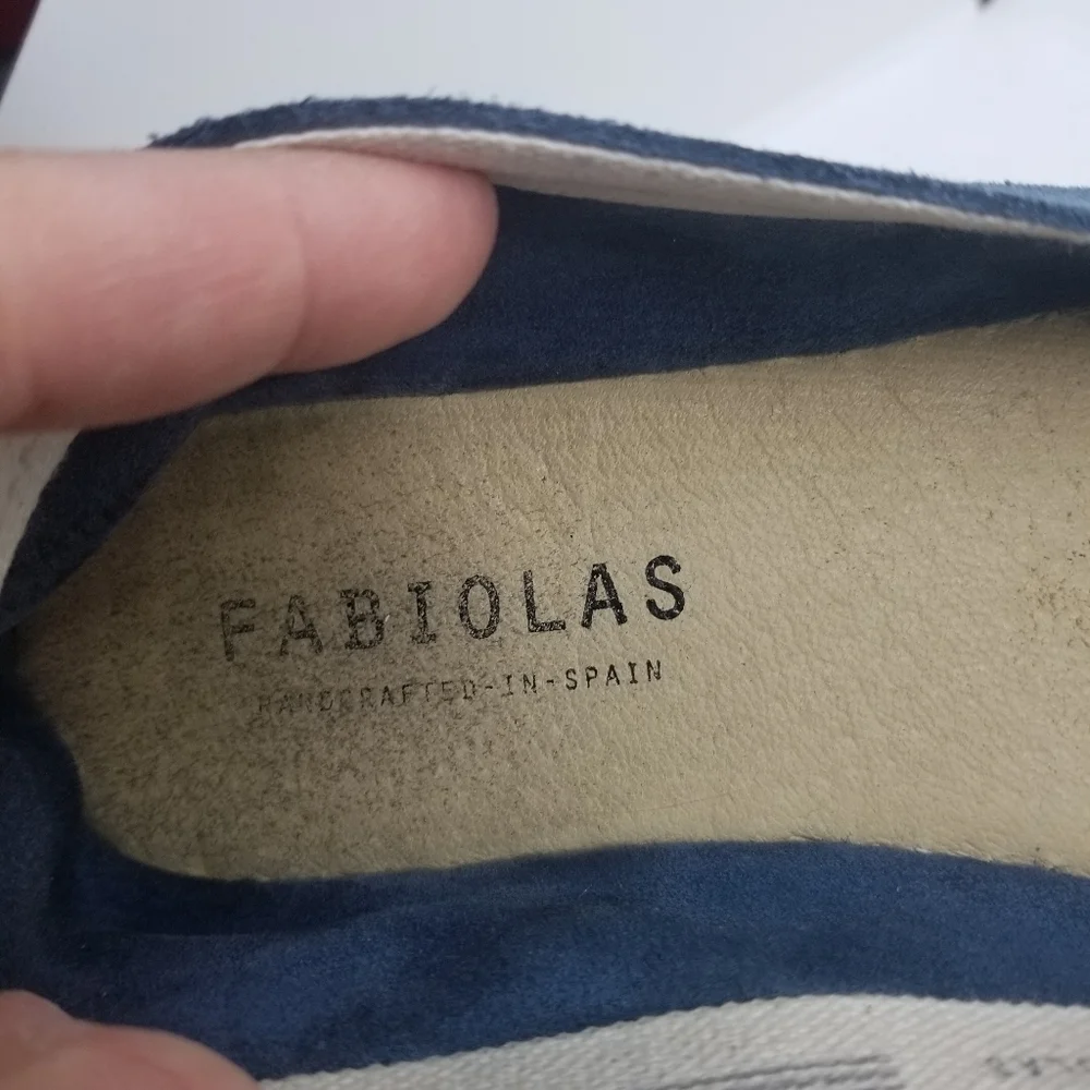 Fabiolas blue suede espadrille flat loafers EU 38